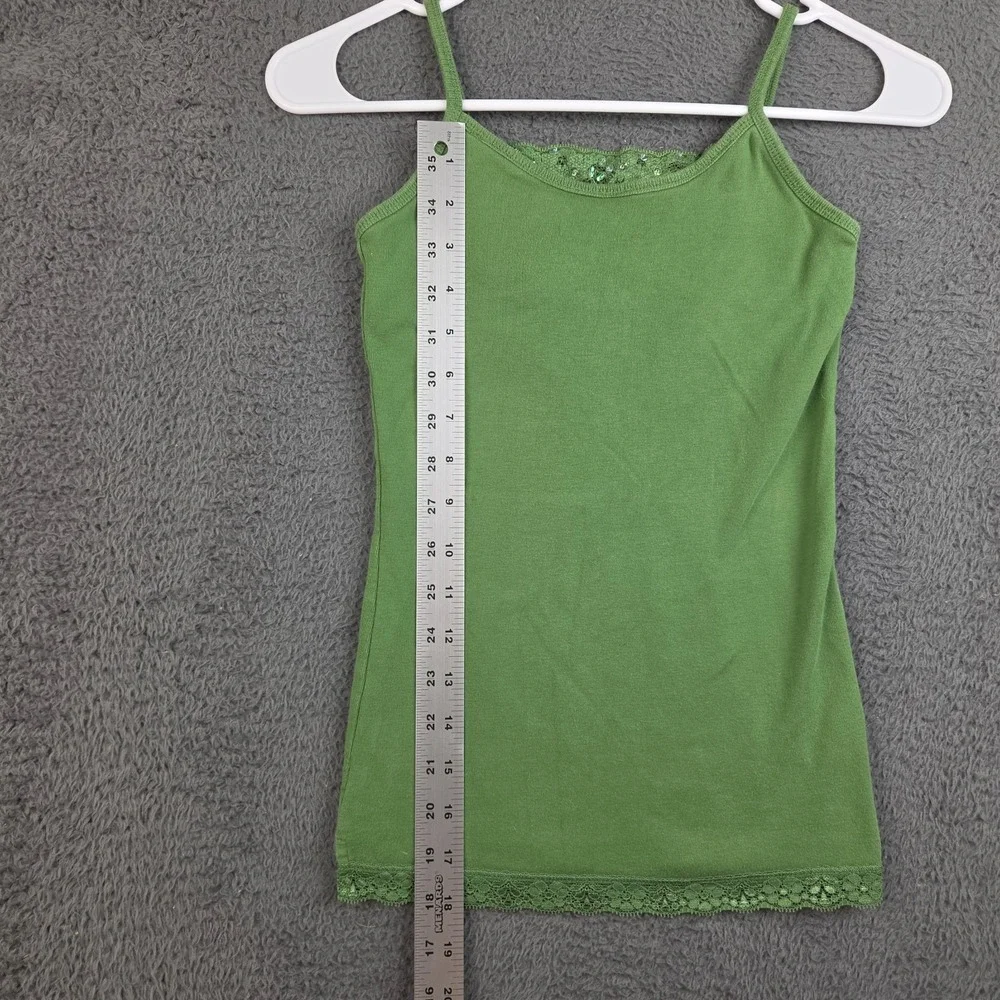 The Children’s Place Girls L 10/12 Green Cami Tank Top Lace Sequin Cotton